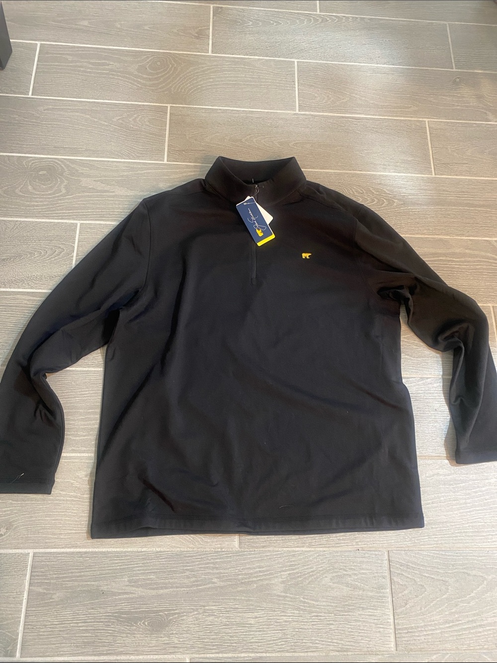 Jack Nicklaus Black Quarter-Zip Pullover with Yellow Logo Men’s Sz Large NWT